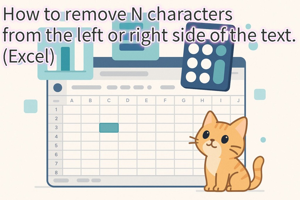 Illustration showing improved work efficiency through Excel string manipulation, featuring a cat character.
